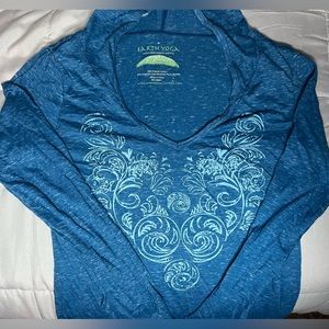 Earth Yoga blue hooded long sleeve for women